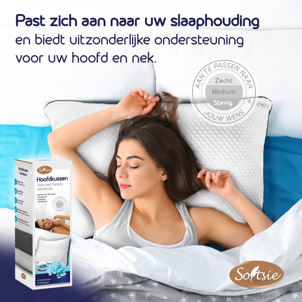 Hoofdkussen dat zich aanpast naar uw slaaphouding